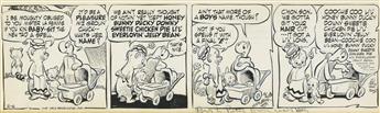 WALT KELLY. I be moughty obliged to you Mr. La Femme if you kin baby-it the new tad a spell.